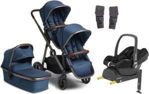 Beemoo Pro Multi Søskendevogn inkl. Maxi-Cosi CabrioFix i-Size Autostol Baby & Base, Blue/Andonized