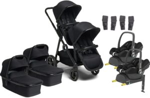 Beemoo Pro Multi Tvillingevogn inkl. 2 stk. Maxi-Cosi CabrioFix i-Size Autostol Baby & Base, Black/Black