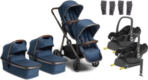 Beemoo Pro Multi Tvillingevogn inkl. 2 stk. Maxi-Cosi CabrioFix i-Size Autostol Baby & Base, Blue/Andonized
