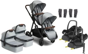 Beemoo Pro Multi Tvillingevogn inkl. 2 stk. Maxi-Cosi CabrioFix i-Size Autostol Baby & Base, Grey/Black