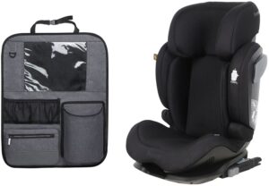Beemoo Recline i-Size Autostol inkl. Deluxe Sædebeskytter, Black Mesh