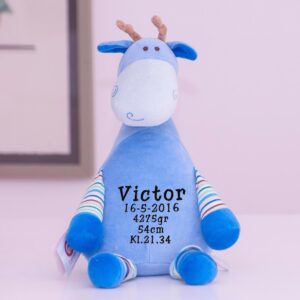 Blå Bamse giraf med navn