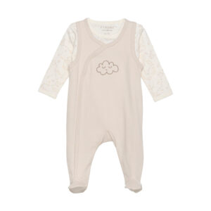 Body langærmet m.romper - Oatmeal - 62