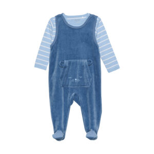 Body langærmet m.velour romper - Blue Fushion - 44