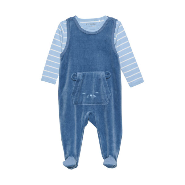 Body langærmet m.velour romper - Blue Fushion - 56