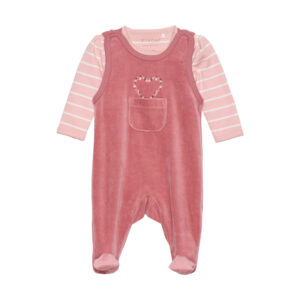 Body langærmet m.velour romper - Withered Rose - 62