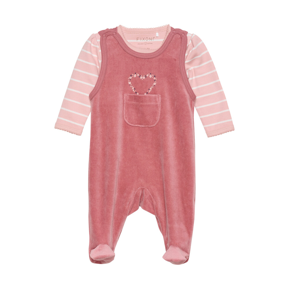 Body langærmet m.velour romper - Withered Rose - 68 Body langærmet m.velour romper - Withered Rose - 68