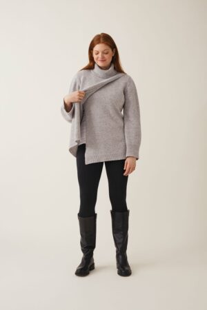 Boob Strikket Uld Tunika Turtleneck, Lysegrå melange, L