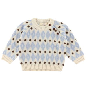 Copenhagen Colors Bluse - Uld - Cream Dusty Blue Combi