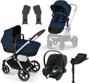 Cybex EOS Lux Duovogn inkl. Aton B2 i-Size Autostol Baby & Base, Silver/Ocean Blue