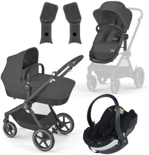 Cybex EOS Lux Duovogn inkl. BeSafe iZi Go Modular X2 i-Size Autostol Baby, Black/Moon Black