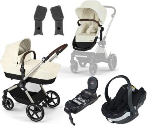 Cybex EOS Lux Duovogn inkl. BeSafe iZi Go Modular X2 i-Size Autostol Baby & Base, Taupe/Seashell Beige