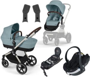 Cybex EOS Lux Duovogn inkl. BeSafe iZi Go Modular X2 i-Size Autostol Baby & Base, Taupe/Sky Blue