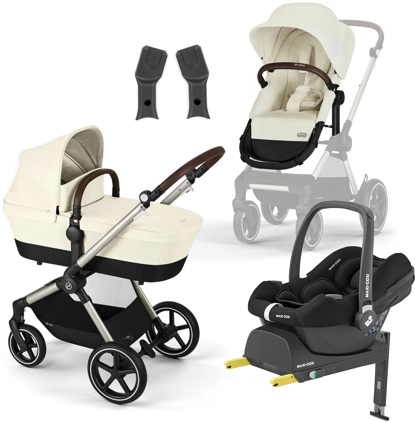 Cybex EOS Lux Duovogn inkl. Maxi-Cosi CabrioFix i-Size Autostol Baby & Base, Taupe/Seashell Beige Cybex EOS Lux Duovogn inkl. Maxi-Cosi CabrioFix i-Size Autostol Baby & Base, Taupe/Seashell Beige