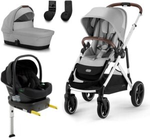 Cybex GAZELLE S Duovogn inkl. Beemoo Route i-Size Autostol Baby & ISOFIX Base, Lava Grey/Black Stone