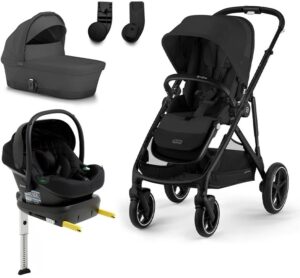 Cybex GAZELLE S Duovogn inkl. Beemoo Route i-Size Autostol Baby & ISOFIX Base, Moon Black/Black Stone