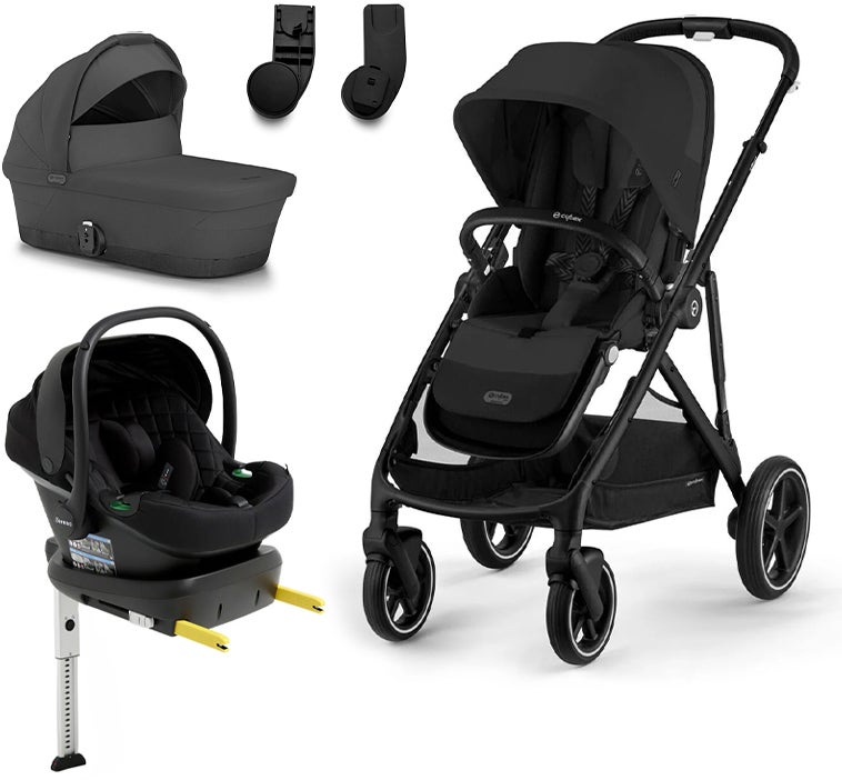 Cybex GAZELLE S Duovogn inkl. Beemoo Route i-Size Autostol Baby & ISOFIX Base, Moon Black/Black Stone Cybex GAZELLE S Duovogn inkl. Beemoo Route i-Size Autostol Baby & ISOFIX Base, Moon Black/Black Stone