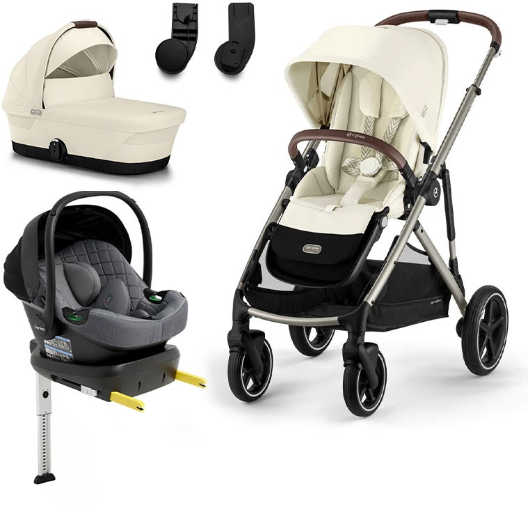 Cybex GAZELLE S Duovogn inkl. Beemoo Route i-Size Autostol Baby & ISOFIX Base, Seashell Beige/Mineral Grey Cybex GAZELLE S Duovogn inkl. Beemoo Route i-Size Autostol Baby & ISOFIX Base, Seashell Beige/Mineral Grey