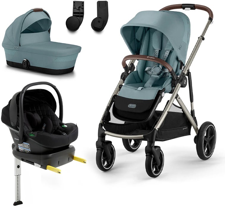 Cybex GAZELLE S Duovogn inkl. Beemoo Route i-Size Autostol Baby & ISOFIX Base, Sky Blue/Black Stone Cybex GAZELLE S Duovogn inkl. Beemoo Route i-Size Autostol Baby & ISOFIX Base, Sky Blue/Black Stone