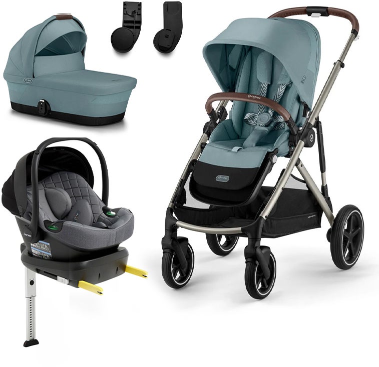 Cybex GAZELLE S Duovogn inkl. Beemoo Route i-Size Autostol Baby & ISOFIX Base, Sky Blue/Mineral Grey Cybex GAZELLE S Duovogn inkl. Beemoo Route i-Size Autostol Baby & ISOFIX Base, Sky Blue/Mineral Grey