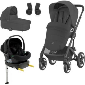 Cybex TALOS S Lux Duovogn inkl. Beemoo Route i-Size Autostol Baby & ISOFIX Base, Moon Black/Black Stone