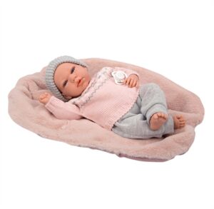 Dukke Andie - blød krop (40 cm) med rosa tæppe fra Arias