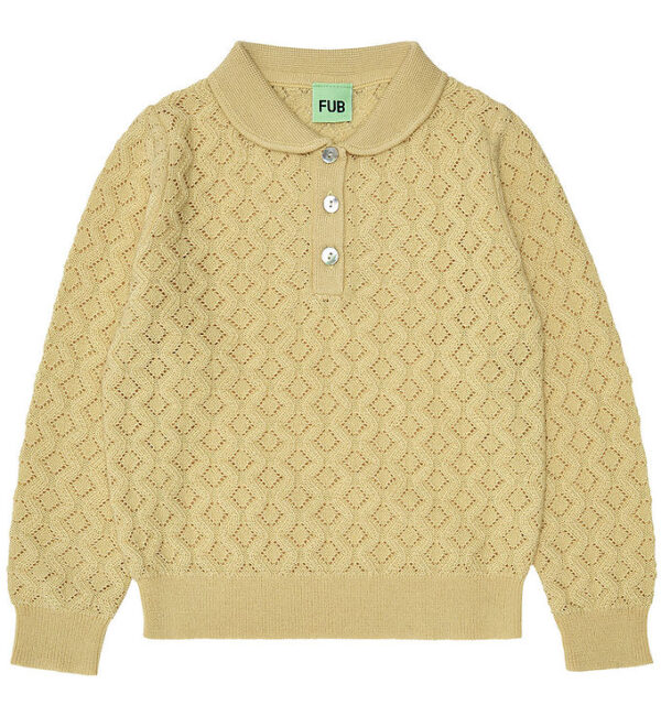 FUB Bluse - Uld - Buttermilk m. Hulmønster