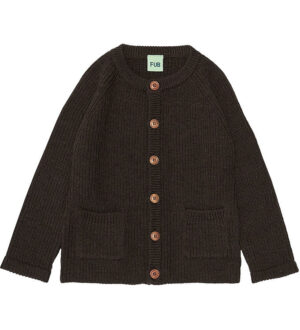 FUB Cardigan - Uld - Rib - Chocolate