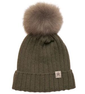 Huttelihut Hue - Uld - Rib - Warmy - Green Olive m. Kvast