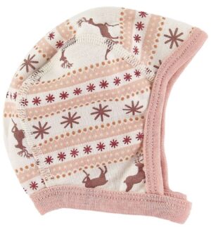 Joha Babyhjelm - Uld - Rosa/Hvid m. Mønster