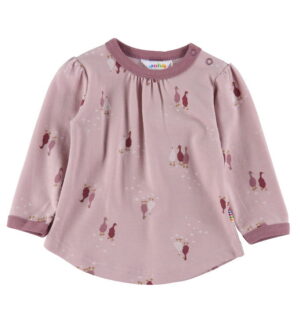 Joha Bluse l/æ - Uld/Bomuld - Light Bordeaux m. Gæs
