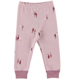 Joha Leggings - Uld/Bomuld - Light Bordeaux m. Gæs