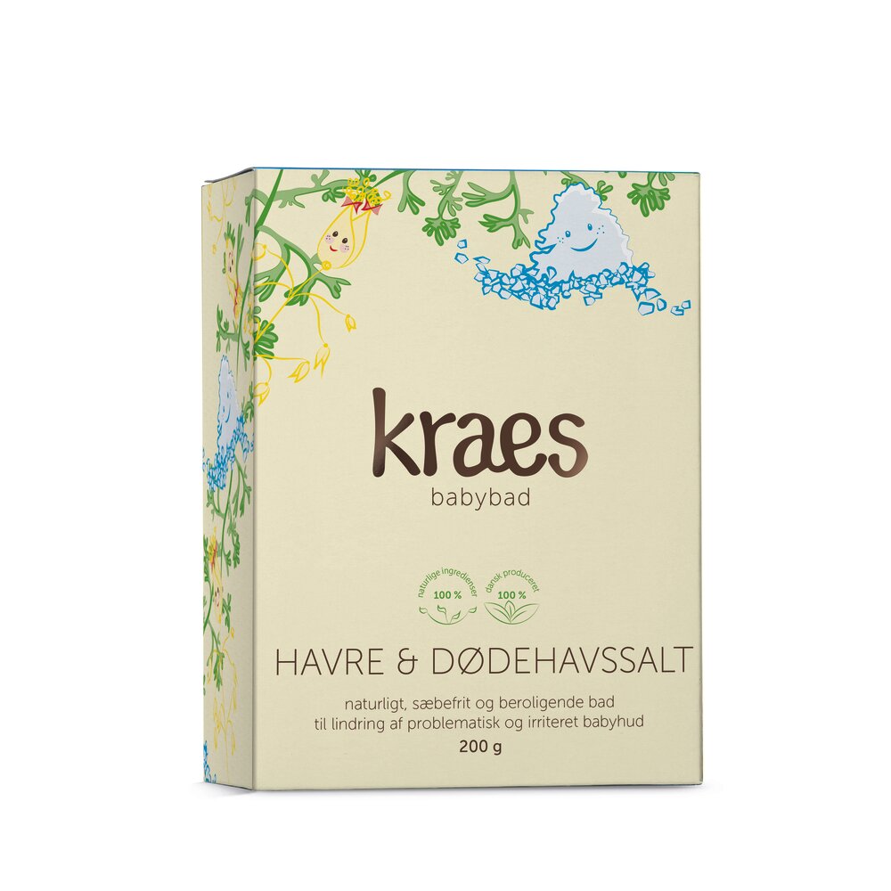Kraes Babybad med Havre/Dødehavssalt 200 g. Kraes Babybad med Havre/Dødehavssalt 200 g.