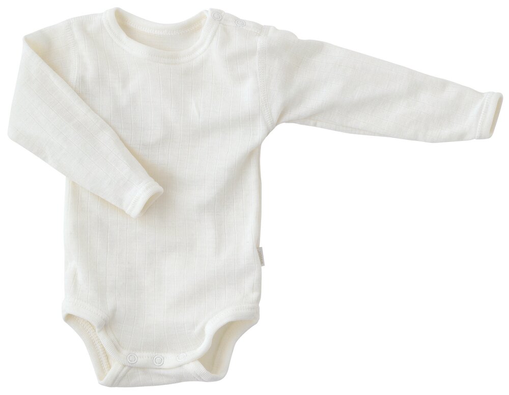 Lang Ærmet Body i Rib - Joha Uld - Natur - 50 Lang Ærmet Body i Rib - Joha Uld - Natur - 50