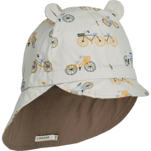 Liewood Vendbar Solhat med Skygge og øre - Gorm - Bicycle / Cloud Blue str. 6-9 mdr.