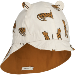 Liewood Vendbar Solhat med Skygge og øre - Gorm - Leopard / Sandy str. 3-6 mdr.
