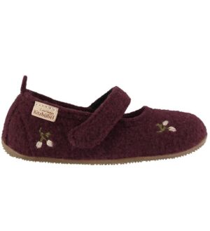 Living Kitzbühel Ballerina Hjemmesko - Uld - Merlot m. Roser