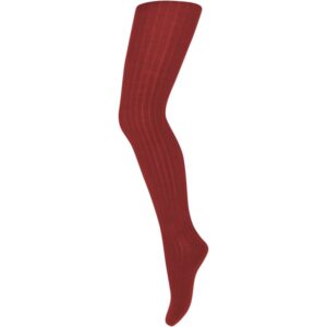 MP 128 Uld Rib Strømpebukser Tomato