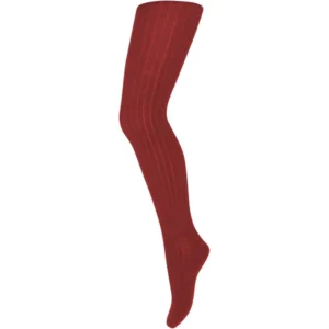 MP 128 Uld Rib Strømpebukser Tomato
