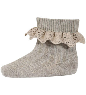 MP Strømper m. Blonde - Uld - Lea - Light Brown Melange