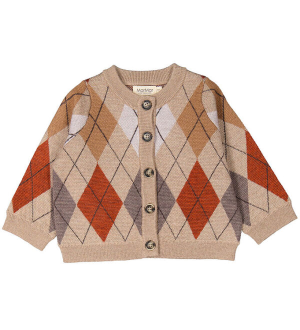 MarMar Cardigan - Strik - Uld - Tepe - Dark Beige Argyle