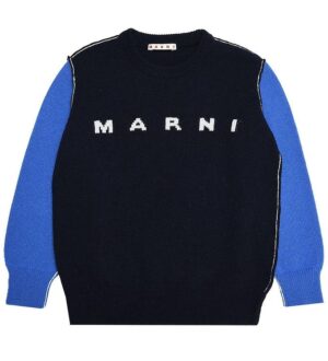 Marni Bluse - Uld - Navy/Blå m. Hvid