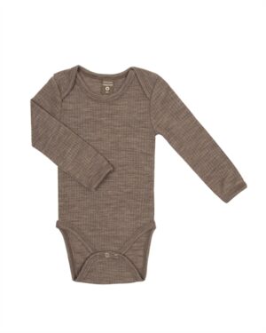 Merino-uld bodystocking i brun fra Smallstuff