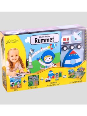 Min lille rumstation - Aktivitetsæske - Børnebog - hardcover