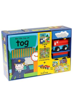 Min lille togstation - Aktivitetsæske - Børnebog - hardcover