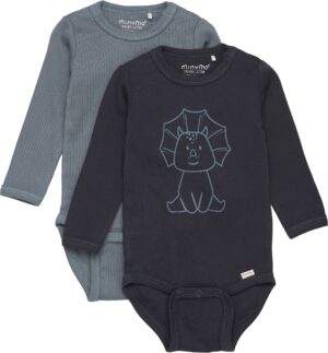 Minymo Body 2-pak, Dark Navy, 68, Babytøj