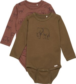 Minymo Body 2-pak, Dark Olive, 62, Babytøj