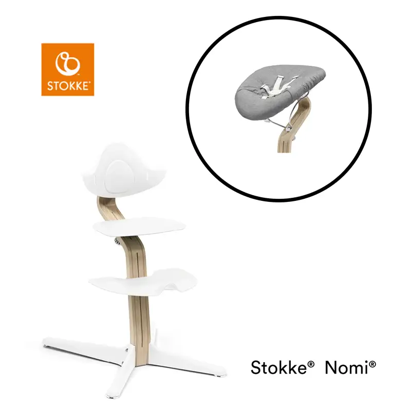 Nomi Stol inkl. Newborn set - Sort/Sort- Hvid plast - Grå/Blå madras Nomi Stol inkl. Newborn set - Sort/Sort- Hvid plast - Grå/Blå madras