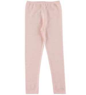 Petit Bateau Leggings - Uld/Bomuld - Lyserød/Hvid