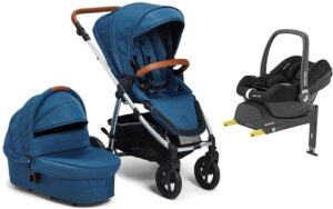 Petite Chérie Heritage 2 Duovogn inkl. Maxi-Cosi CabrioFix i-Size Autostol Baby & Base, Blue/Silver